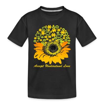 Akzeptieren Liebe verstehen Sonnenblumen-Autismus - Kinder Premium Bio T-Shirt - Schwarz - Vorne