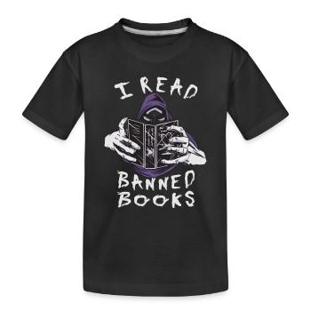Ich lese verbotene Gruselige Kreatur - Kinder Premium Bio T-Shirt - Schwarz - Vorne