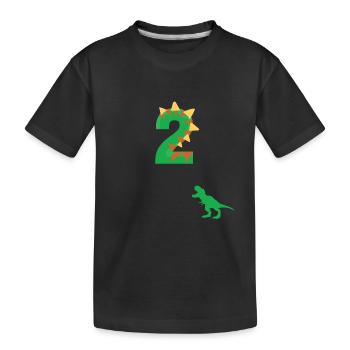 T Shirt for 2 birthday with dinomotiv funny child - Kids' Premium Organic T-Shirt - black - Front