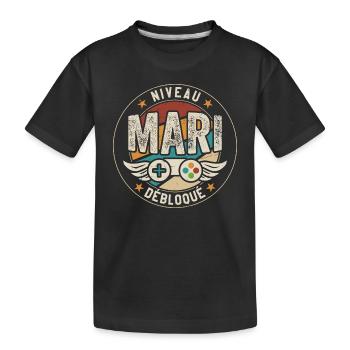 Niveau Mari Débloqué Mariage Fiancé - T-shirt bio Premium Enfant - noir - Devant