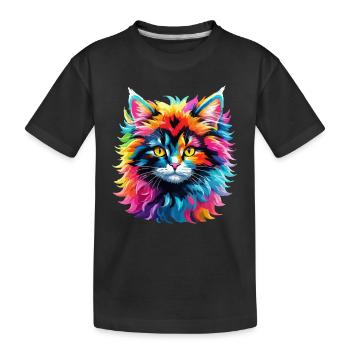 Cat Cat Colorful Rainbow Cute Kids Cute - Kids' Premium Organic T-Shirt - black - Front