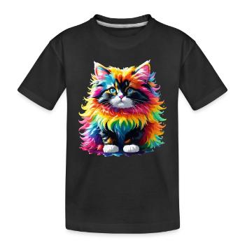 Cat Cat Rainbow Cute Cute Kids - Kids' Premium Organic T-Shirt - black - Front
