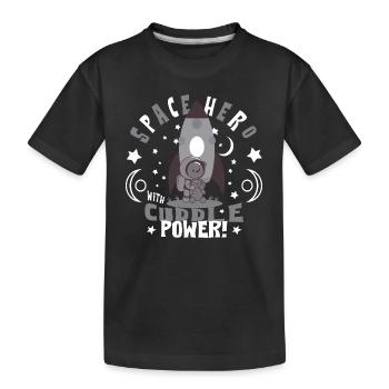 Astronaut with teddy bear - Kids' Premium Organic T-Shirt - black - Front
