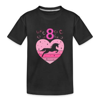 8ème anniversaire Fille Huit 8 ans Cheval Licorne - T-shirt bio Premium Enfant - noir - Devant