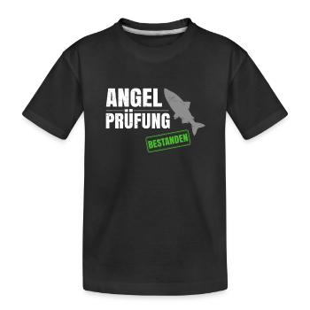 Angelschein und Angelprüfung Bestanden - Kinder Premium Bio T-Shirt - Schwarz - Vorne