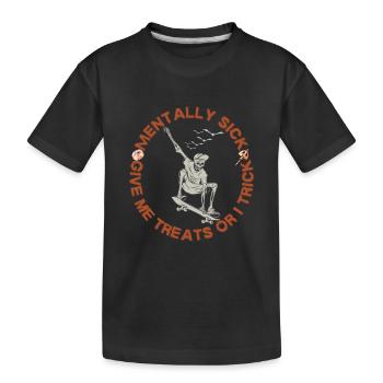 Halloween Skater Skeleton with Trick Saying Skating - Kids' Premium Organic T-Shirt - black - Front