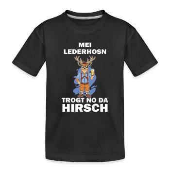 Lederhose Hirsch Tracht Bayrisch Trachten Ersatz - Kinder Premium Bio T-Shirt - Schwarz - Vorne
