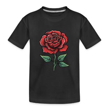 Rose Blume Liebe - Kinder Premium Bio T-Shirt - Schwarz - Vorne