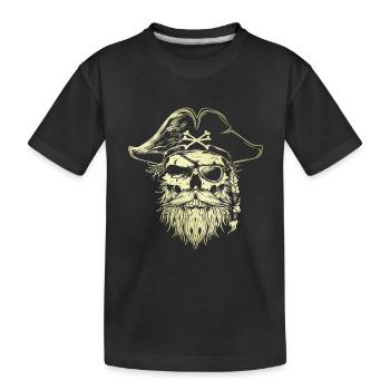 Pirate Skull Gold - Kids' Premium Organic T-Shirt - black - Front