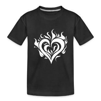 Herz Feuer - Kinder Premium Bio T-Shirt - Schwarz - Vorne