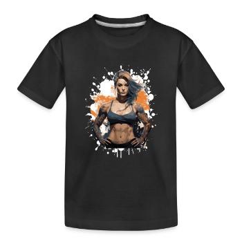 Fitness Femme Muscles Femme Bodybuilder - T-shirt bio Premium Enfant - noir - Devant