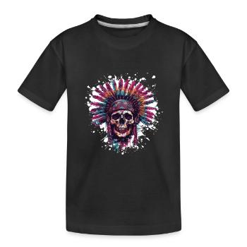 Indianer Totenkopf Häuptling - Kinder Premium Bio T-Shirt - Schwarz - Vorne