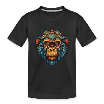 Tête de portrait de singe - T-shirt bio Premium Enfant - noir - Devant