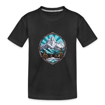 Alpen Ski Eisberge Berg - Kinder Premium Bio T-Shirt - Schwarz - Vorne