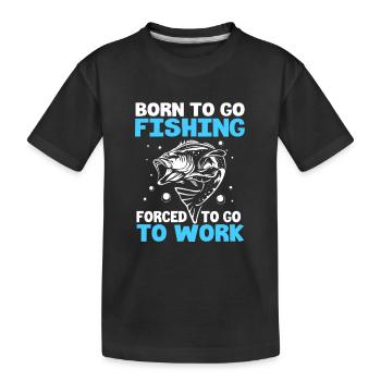 Truite, pêche, hameçon, canne à pêche, pêcheur, poisson-grenouille - T-shirt bio Premium Enfant - noir - Devant