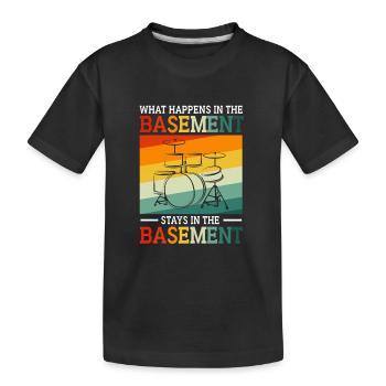 Drummer Drum Drumsticks - Kids' Premium Organic T-Shirt - black - Front