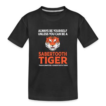 Säbelzahntiger Urzeit - Kinder Premium Bio T-Shirt - Schwarz - Vorne