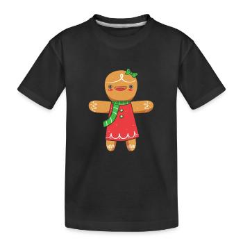 Lebkuchen Weihnachten Lebkuchenmann - Kinder Premium Bio T-Shirt - Schwarz - Vorne