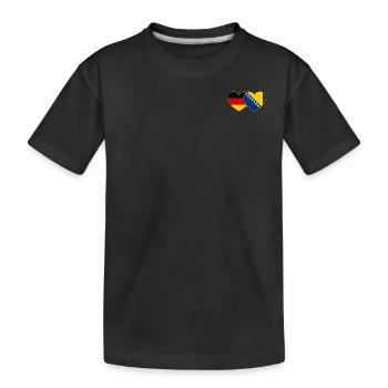 Deutschland Bosnien Flagge Herz - Kinder Premium Bio T-Shirt - Schwarz - Vorne