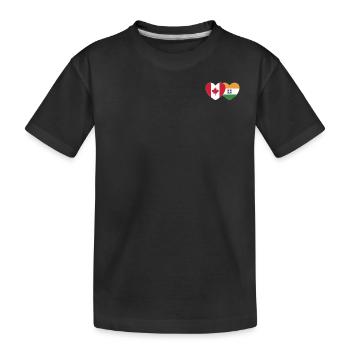 Canada India Flag Heart - Kids' Premium Organic T-Shirt - black - Front