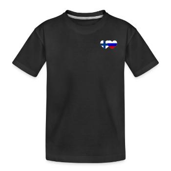 Finland Russia Flag Heart - Kids' Premium Organic T-Shirt - black - Front