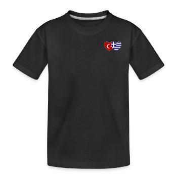 Turkey Greece Flag Heart - Kids' Premium Organic T-Shirt - black - Front