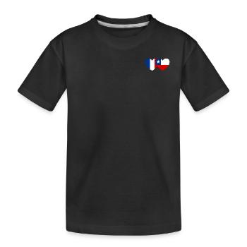 Frankreich Chile Flagge Herz - Kinder Premium Bio T-Shirt - Schwarz - Vorne