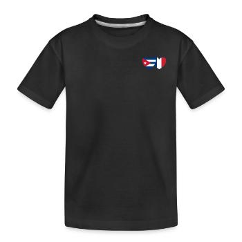 Kuba Frankreich Flagge Herz - Kinder Premium Bio T-Shirt - Schwarz - Vorne