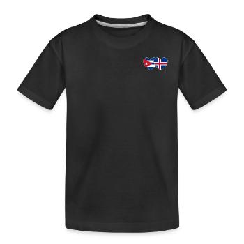 Kuba Island Flagge Herz - Kinder Premium Bio T-Shirt - Schwarz - Vorne