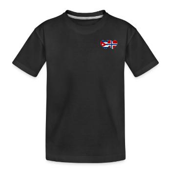 Kuba Norwegen Flagge Herz - Kinder Premium Bio T-Shirt - Schwarz - Vorne