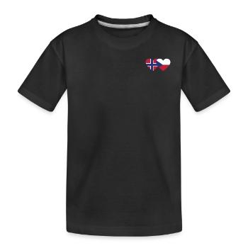 Norwegen Tschechien Flagge Herz - Kinder Premium Bio T-Shirt - Schwarz - Vorne