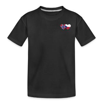 Norwegen Tschechien Flagge Herz - Kinder Premium Bio T-Shirt - Schwarz - Vorne