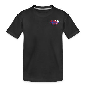 Norwegen Slowakei Flagge Herz - Kinder Premium Bio T-Shirt - Schwarz - Vorne