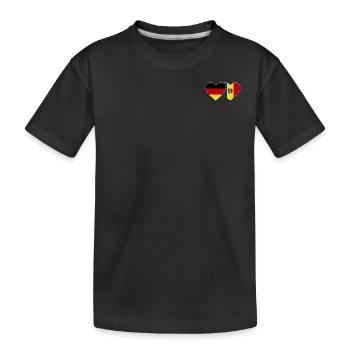 Germany Moldova Flag Heart - Kids' Premium Organic T-Shirt - black - Front