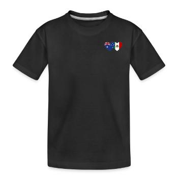 Australia Mexico Flag Heart - Kids' Premium Organic T-Shirt - black - Front