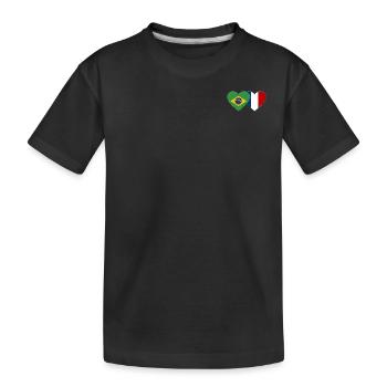 Brazil France Flag Heart - Kids' Premium Organic T-Shirt - black - Front