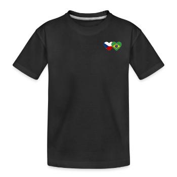 Czech Republic Brazil Flag Heart - Kids' Premium Organic T-Shirt - black - Front