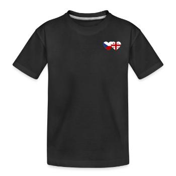 Czech Republic Georgia Flag Heart - Kids' Premium Organic T-Shirt - black - Front
