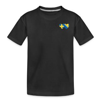 Schweden Bosnien Flagge Herz - Kinder Premium Bio T-Shirt - Schwarz - Vorne