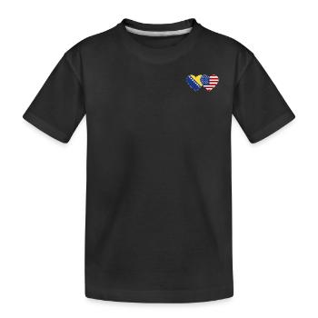 Bosnien USA Flagge Herz - Kinder Premium Bio T-Shirt - Schwarz - Vorne