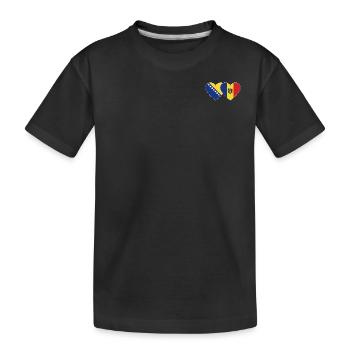 Bosnia Moldova Flag Heart - Kids' Premium Organic T-Shirt - black - Front