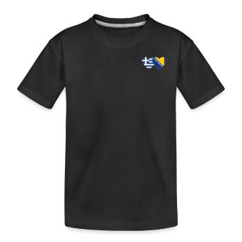 Griechenland Bosnien Flagge Herz - Kinder Premium Bio T-Shirt - Schwarz - Vorne