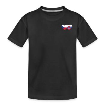 Tschechien Slowakei Flagge Herz - Kinder Premium Bio T-Shirt - Schwarz - Vorne