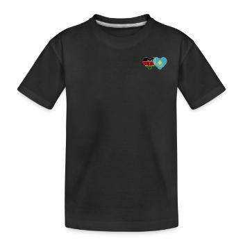Kenia KasachstanFlagge Herz - Kinder Premium Bio T-Shirt - Schwarz - Vorne
