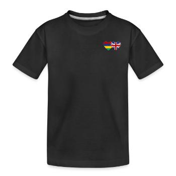 Mauritius England Flag Heart - Kids' Premium Organic T-Shirt - black - Front