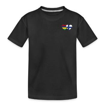 Mauritius Finland Flag Heart - Kids' Premium Organic T-Shirt - black - Front