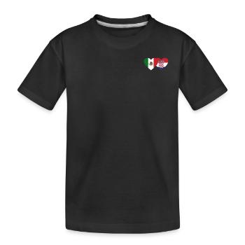 Mexico Croatia Flag Heart - Kids' Premium Organic T-Shirt - black - Front