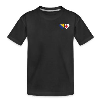 Bosnien Japan Flagge Herz - Kinder Premium Bio T-Shirt - Schwarz - Vorne