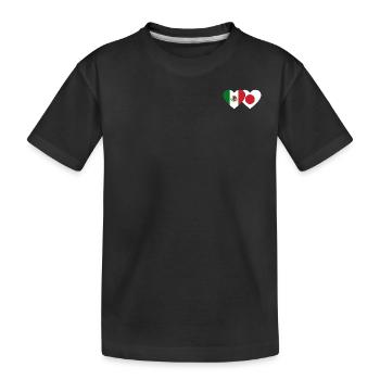 Mexico Japan Flag Heart - Kids' Premium Organic T-Shirt - black - Front