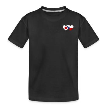 Japan Czech Republic Flag Heart - Kids' Premium Organic T-Shirt - black - Front